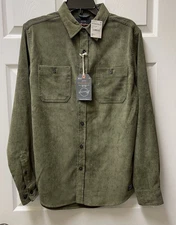 Weatherproof Vintage Size Small Olive Corduroy Button Down Shirt Long-sleeve