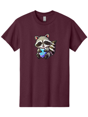 Raccoon-Holding-Gem Mens Graphic Tee, 100% Cotton, Casual Summer Wear