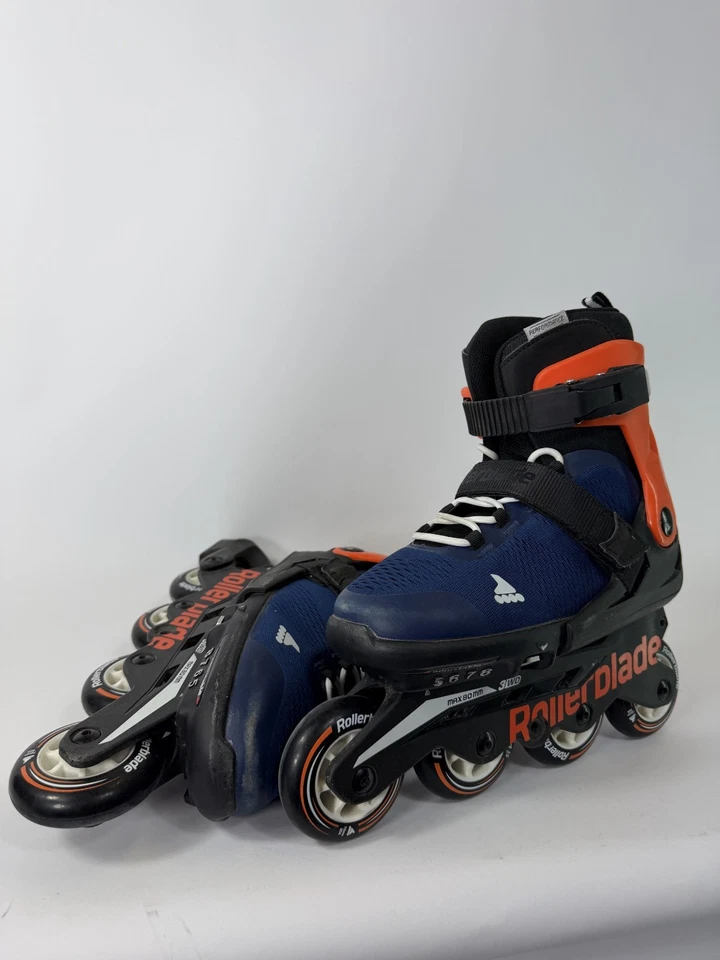 Patín en línea Rollerblade Microblade para niños tamaño ajustable 5-8 - azul/naranja Foto 4 de 4