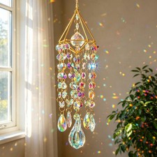 HDCRYSTALGIFTS 21.5Inch Crystal Prisms Suncatcher for Window Hanging, Rainbow Ma