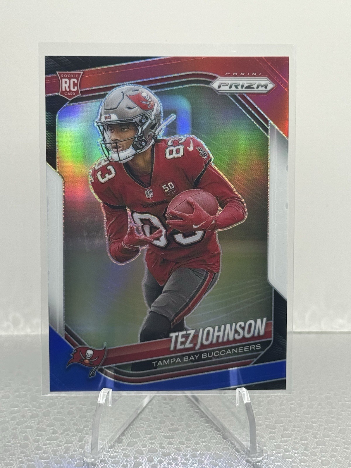2025 Panini Prizm - Rookies Tez Johnson #381 Red White & Blue Prizm (RC)