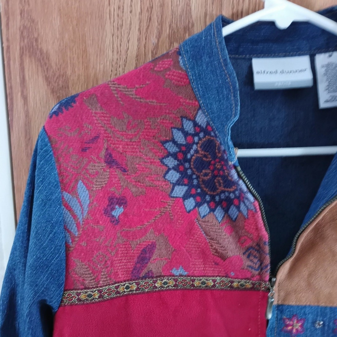 Alfred Dunner Patchwork Jacket Blazer Petite 6 Bo… - image 2