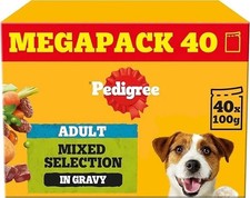 Pedigree Adult Dog Wet Food Pouch Mixed Selection in Gravy, 40x100g 3.97 per kilo