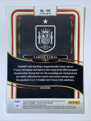 LAMINE YAMAL 2024-25 Panini Select FIFA #190 WHITE SPARKLE Prizm