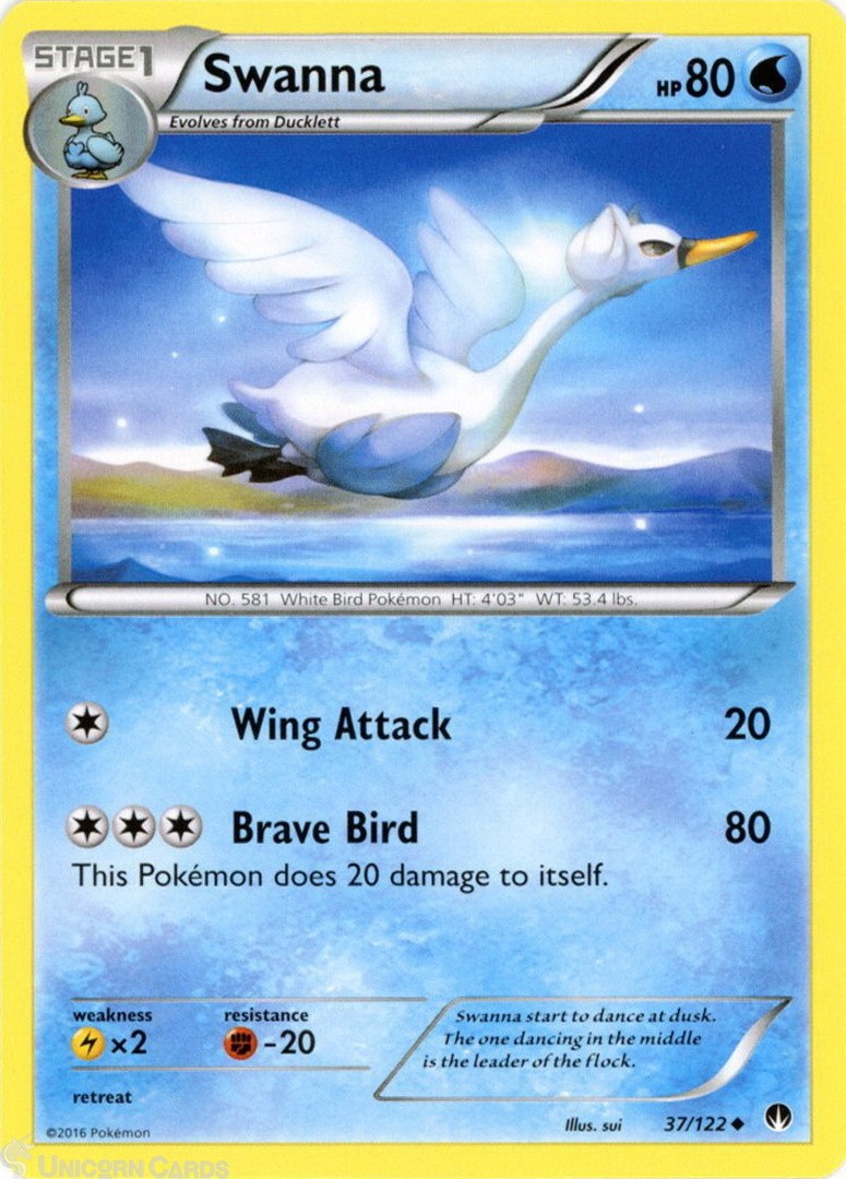 Swanna 37/122 : Uncommon Mint/Near Mint Pokemon Card : XY09: BREAKPoint