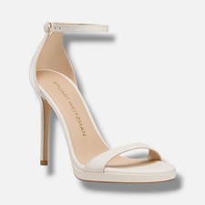 Stuart Weitzman Women's White Nudist Platform High Heel Sandals Shoes Size 9B