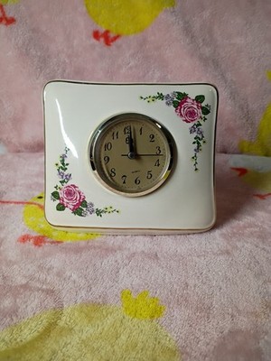 Vintage Casual Limited Edition 1996 Ceramic Desk Clock Floral Rose Dec