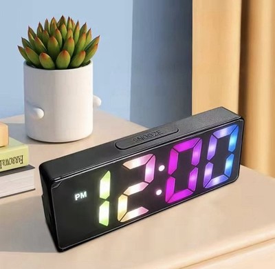 LED Digitaler Wecker Tischuhr Schlummerfunktion Alarmwecker Spiegel Weiß Schwarz