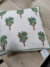 John Lewis Mini Palm Trees Cushion In Green 40cm X 40cm.