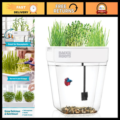 Indoor Aquaponic Garden Kit - 3 Gallon Self-Watering Planter & Fishtank for Herb