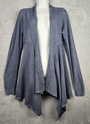 Fat Face Wasserfall Strickjacke Damen UK 12 grau vorne offen leichter Strick