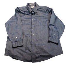 L.L. Bean Button Down Shirt Mens 17-33 Blue Wrinkle Free Traditional Fit