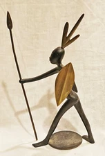 Vintage HWH Hagenauer Bronze Wien African Warrior Figurine #3