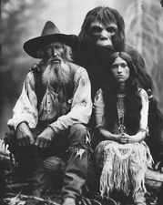 8x10 Photo Art Print - Sasquatch Pocahontas Cowboy Old Time Photograph Bigfoot