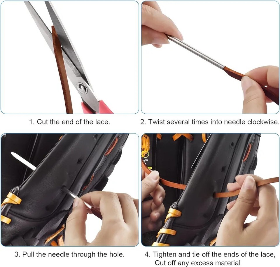 Softball and Baseball Glove Lace Kit Mitt Leather Lacing Repair in