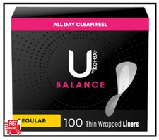 U by Kotex Barely There Thin Panty Liners, Light Absorbency, Unscented, 100 Ct