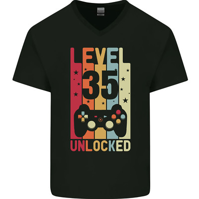 35th Geburtstag 35 Jahre Alt Level Geschnürt Gamma Herren V-Neck Baumwolle T