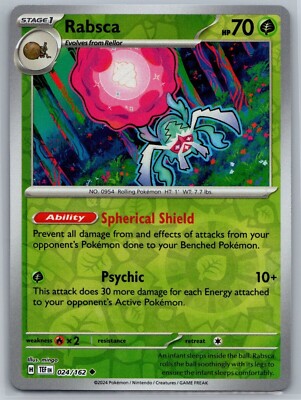 Pokemon - Rabsca - 024/162 - Reverse Holo - Temporal Forces  - NM/M