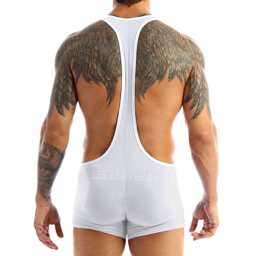 Men Sheer Silk Bodysuit Boxer Shorts Bikini Wrestling Singlet Underwear Lingerie - Picture 26 of 42
