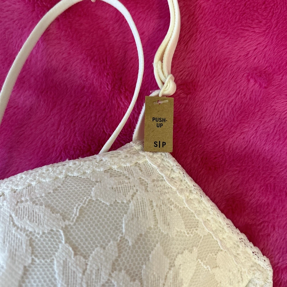 Pink By Victorias Secret Lace Bralette Push-Up Top Size S Off-White Color NEW - Image 4 of 4