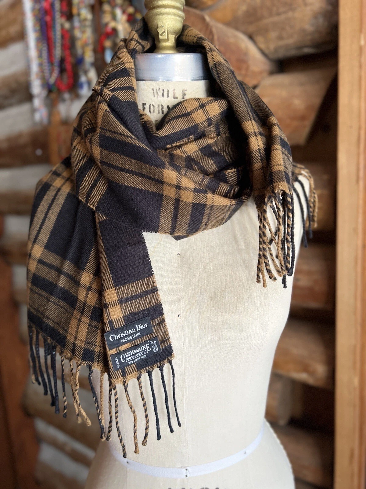 Écharpe cachemire plaid Christian Dior