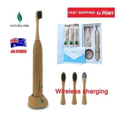 Natural Feel Electric Toothbrush Bamboo Head Wireless charging Soft Bristles