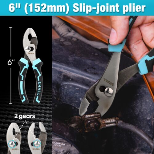 SHALL 4PC Pliers Set,Pliers Tool Set,8" Long Nose Plier,10" Groove Joint Plier.. - Picture 2 of 7