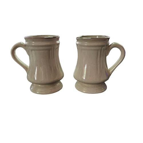 Ultima Restaurant Ware Brown/Ivory Diner Coffee Cups 8 oz Mugs Retro 2ct Ceramic