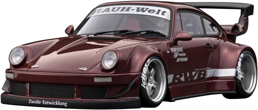 Finished Product ignition model 1/18 RWB Porsche 930 Dark Red from