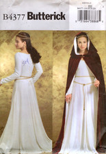 Floor Length Medieval Gown and Cape Butterick Sewing Pattern B4377 Sizes 14 - 20