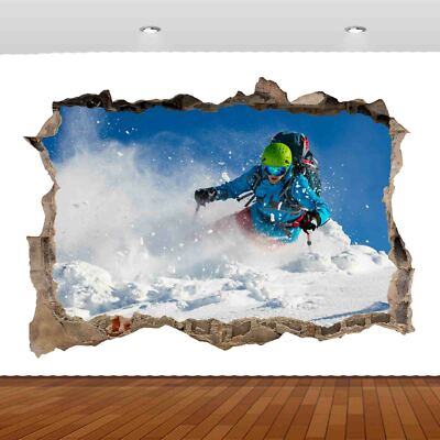 Extremsport Snowboard Skifahren 3D Wandbild Aufkleber Wandaufkleber Poster Vinyl S318