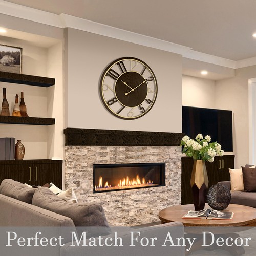 Sorbus große 24 Zoll runde Holz Analog Wanduhr batteriebetrieben Ziffern Stil - Bild 12 von 33