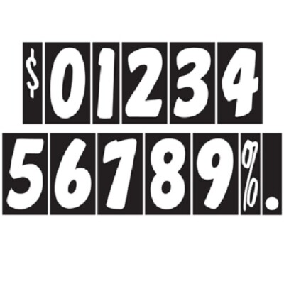 EZ 7 1/2'' white black Vinyl Windshield Numbers Digits Car Lot Pricing Stickers