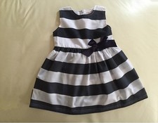 Kids Girl Sleeveless Nautical Stripes Dress with Bow detail size 3/4