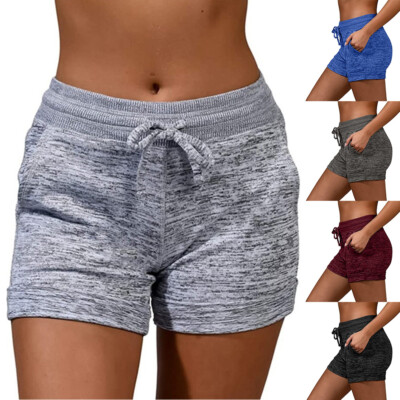Womens Elasticated Waist Sports Shorts Summer Yoga Gym Fitness