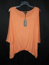NWT DG2 DIANE GILMAN CORAL PLEAT FRONT COLD SHOULDER 3/4 DOLMAN TOP SZ 2X #B345