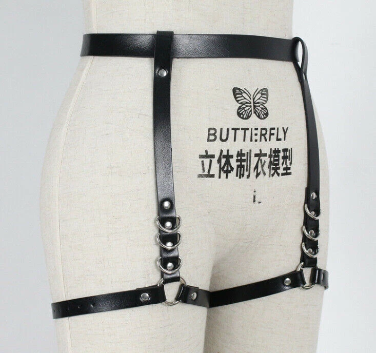 PUNK Women PU Leather Body harness Costumes Nightclub DS partywear Cosplay Props - Image 4 of 4