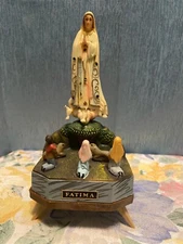 Vtg Molded Plastic Fatima Souvenir Figurine 7”T