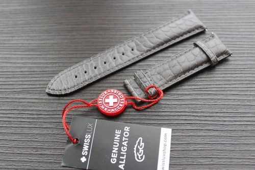 20mm Genuine Alligator Crocodile GREY Curved Edge Leather Watch Strap Band - 第 1/10 張圖片