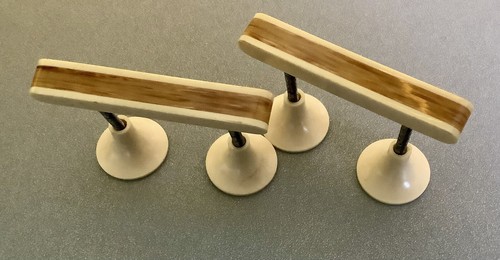 Pair Of Vintage Retro Plastic Wood Effect Furniture Handles ~ Art Deco Style - Picture 5 of 15