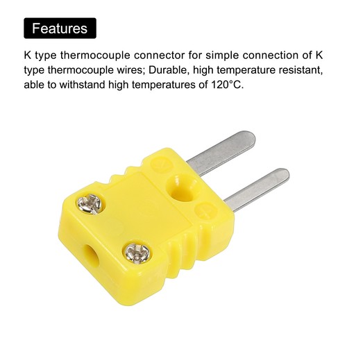 5pcs Mini K Type Thermocouple Wire Connectors Male Plug Adapter High Temperature - Picture 4 of 6