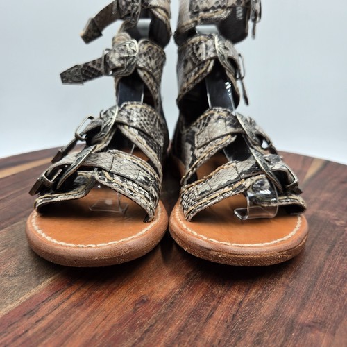 Freebird Cleopatra Sandals Women's 5 Gray Black Leather Snake Gladiator Buckle - Picture 2 of 12