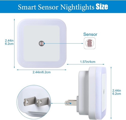 3/6/12 Pcs Wall Plug-in LED Night Lights Lamp Dusk to Dawn Sensor Soft White New - Picture 4 of 13