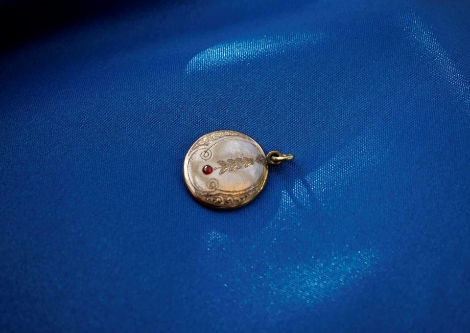 Anhänger Trachten Hochzeit Gold Art Deco Jugendstil Rubin bordeaux rot Antik! - Bild 2 von 3