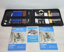 Shuttle Art Drawing Pencils Set - 52 Pack Pro Sketching Kit with Sketchbook