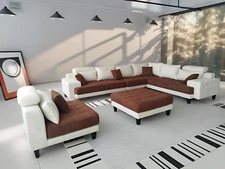 5pc. Reversible Microfiber Fabric Sectional Sofa Set S150DNE (Custom made option