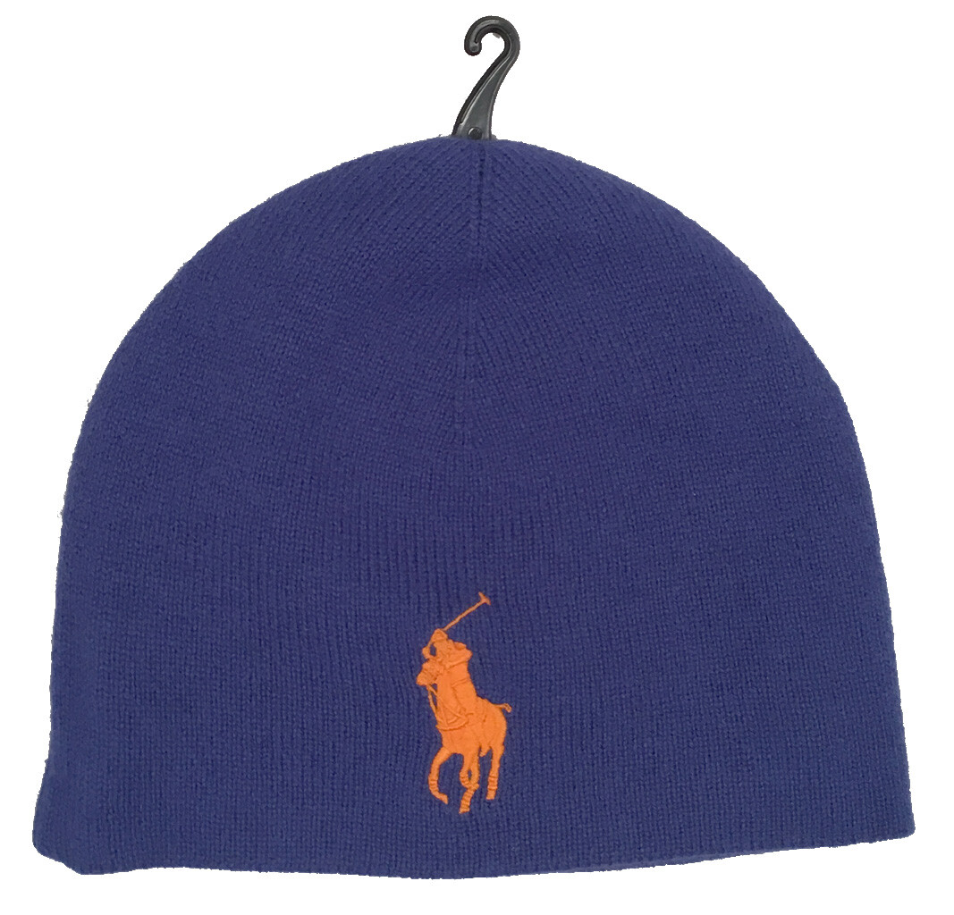 NUOVO cappello invernale Polo Ralph Lauren! Grande giocatore di polo pony lana blu o grigia