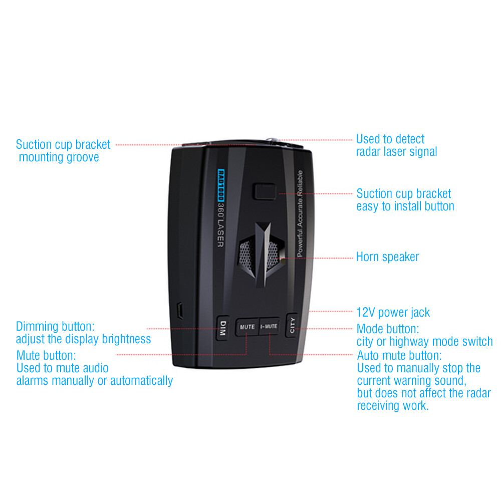 Image 41 - 300-1000m Radar Detector Car Anti-Police Speeding Voice Broadcast Alert Band GPS