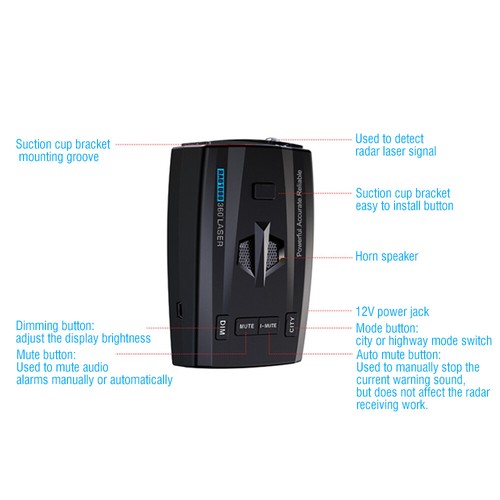 300-1000m Radar Detector Car Anti-Police Speeding Voice Broadcast Alert Band GPS - Picture 5 of 13