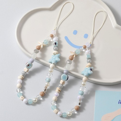 Phone Charm Beaded Phone Strap Beach Starfish Handmade Smartphone Lanyard